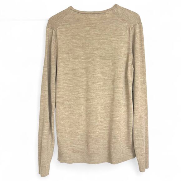 Selected Homme Men's L Crewneck Wool Sweater Tan Long Sleeve Lightweight - Picture 6 of 13